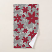 Fleurs bourguignonnes sur gris clair et vignes (Serviette à main)