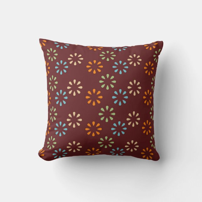 Fleurs Brown et specks MOJO Coussin (Recto)