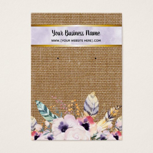 Fleurs Burlap Violet Boho Elevage Cartes d'afficha (Devant)