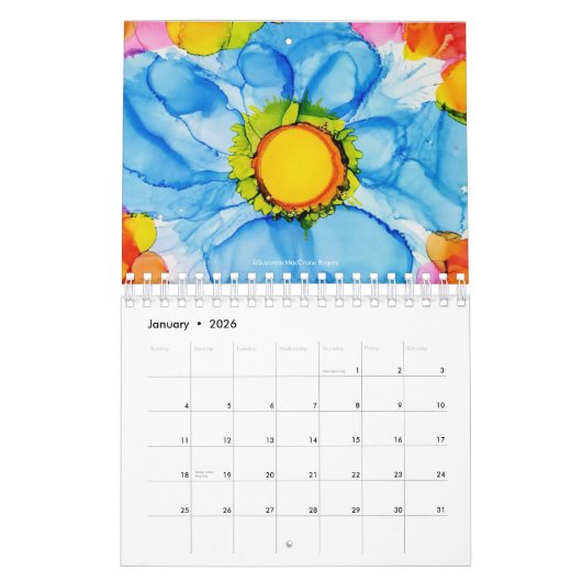 Fleurs - Calendrier 2025 de douze mois d'art (Jan 2026)