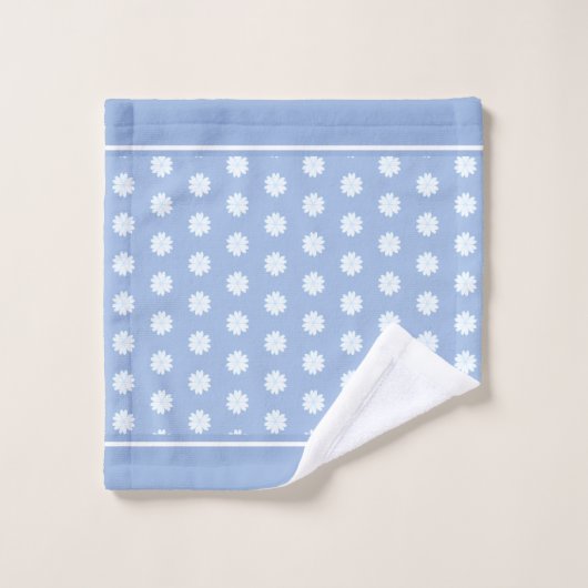 Fleurs cardiaques sur bleu clair (Gant de toilette)