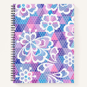 Fleurs Carnet spiral bleu rose