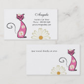 Fleurs Cartes de visite de chats animaux (Devant / Derrière)