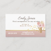Fleurs cartes de visite fleuris, rose et or (Devant)