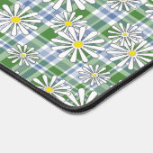 Fleurs chamomiles blanches sur à damiers bleu vert (Coin)