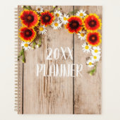 Fleurs chamomiles orange et jaune sur bois rustiqu (Devant)