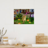 fleurs chat fleur kitty grenouille photo poster na (Cuisine)