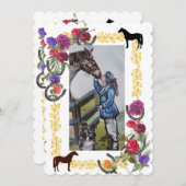 fleurs & chaussures de cheval invitation de gradua (Devant / Derrière)