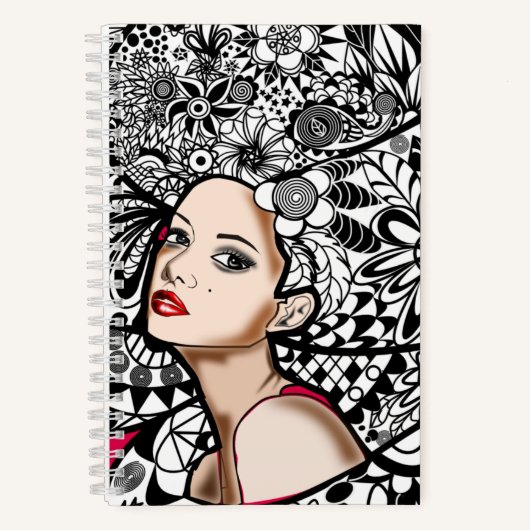 Fleurs Cheveux Dame Cahier (Recto)