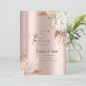 Fleurs Chic Boho Rose Gold Mariage  Save The Date (Debout devant)