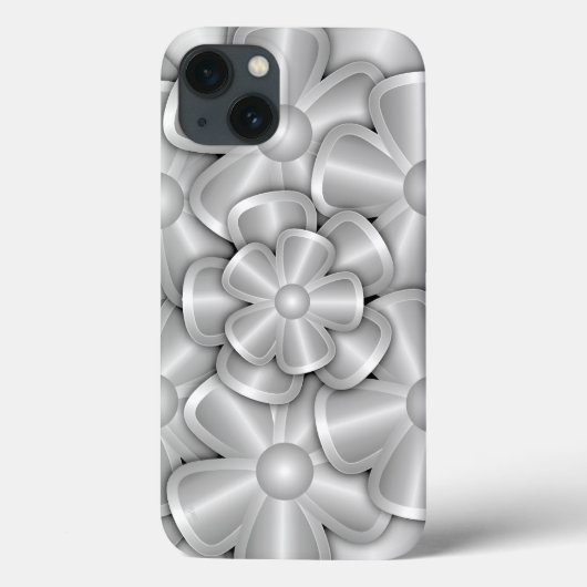 Fleurs Chrome - Coque Argent-Mate coque iphone (Verso)