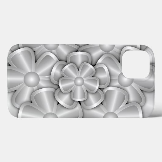 Fleurs Chrome - Coque Argent-Mate coque iphone (Verso (horizontal))