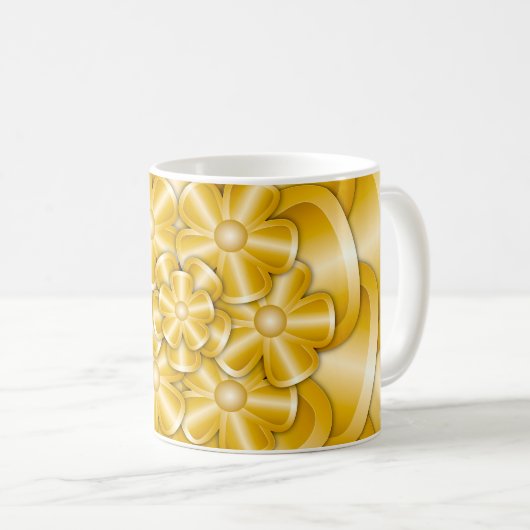 Fleurs Chrome - Mug de café or (Devant droit)