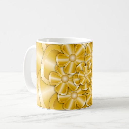 Fleurs Chrome - Mug de café or (Devant gauche)