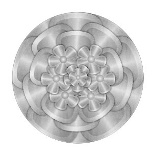 Fleurs Chrome - Planche à découper en argent