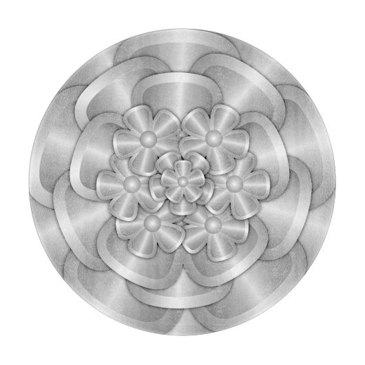 Fleurs Chrome - Planche à découper en argent (Devant)