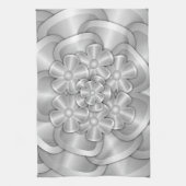 Fleurs Chrome - Serviette de cuisine en argent (Vertical)