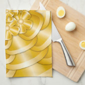 Fleurs Chrome - Serviette de cuisine or (Quart Plié)