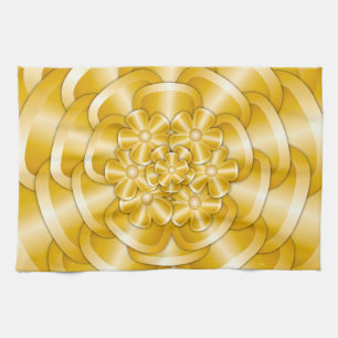 Fleurs Chrome - Serviette de cuisine or