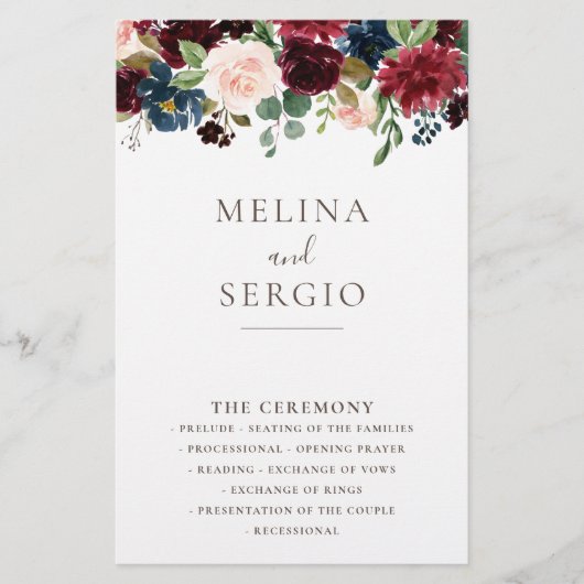 Fleurs Classiques fantaisie Programme de mariage (Devant)