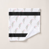 Fleurs, Coeur & Cygne Couple sur Noir & Blanc (Gant de toilette)