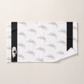 Fleurs, Coeur & Cygne Couple sur Noir & Blanc (Serviette à main)