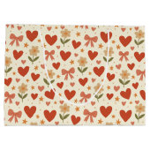 Fleurs Cœurs & Nœuds Mignons - Grand Sac Cadeau (Dos)