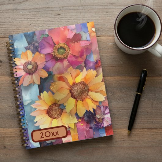 Fleurs Collage Papier Torn 20XX Spiral Planner