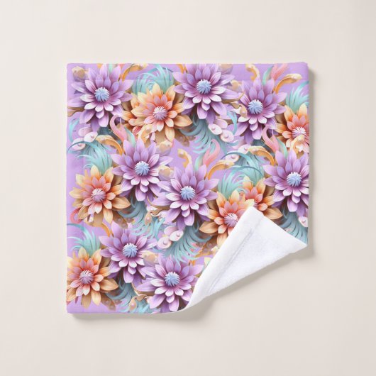 Fleurs colorées 3D (Gant de toilette)