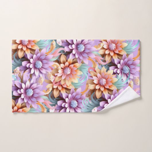 Fleurs colorées 3D (Serviette à main)
