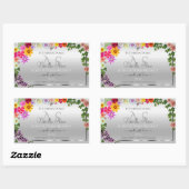 Fleurs colorées Argent Monogramme Étiquettes de pr (Feuille)