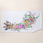 Fleurs colorées Bouquet Giraffe Beach Serviette (Devant)