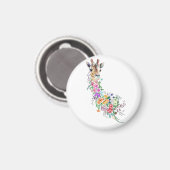 Fleurs colorées Bouquet Giraffe Magnet Cadeau (Recto/Verso)