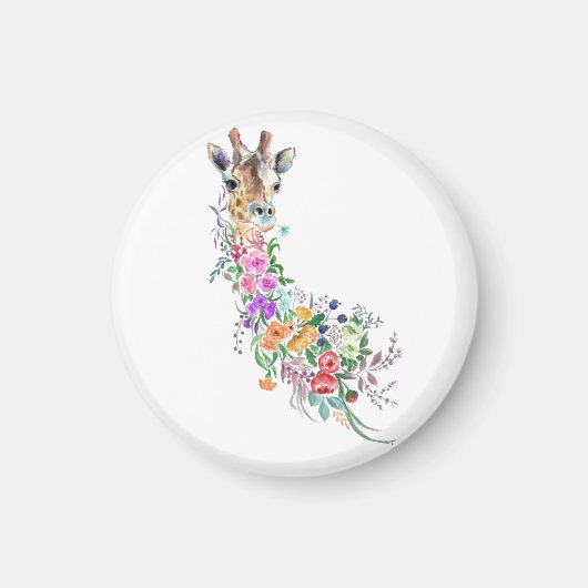 Fleurs colorées Bouquet Giraffe Magnet Cadeau (Devant)