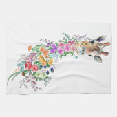 Fleurs colorées Bouquet Giraffe Serviette de cuisi (Horizontal)