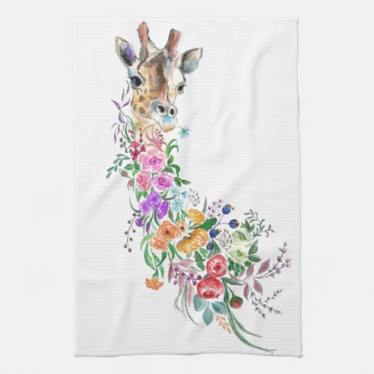 Fleurs colorées Bouquet Giraffe Serviette de cuisi (Vertical)