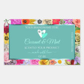 Fleurs colorées Cadre produit Turquoise Étiquettes (Devant)
