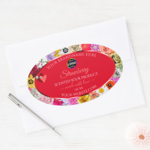 Fleurs colorées Cadre Rouge Produit Étiquettes Ajo