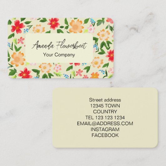Fleurs colorées Carte de visite (Devant / Derrière)