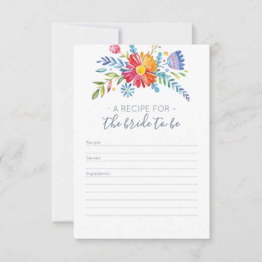 Fleurs colorées Carte Recette pour Fête des mariée (Devant)