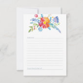 Fleurs colorées Carte Recette pour Fête des mariée (Dos)