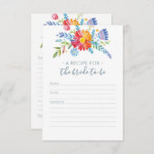 Fleurs colorées Carte Recette pour Fête des mariée (Devant / Derrière)