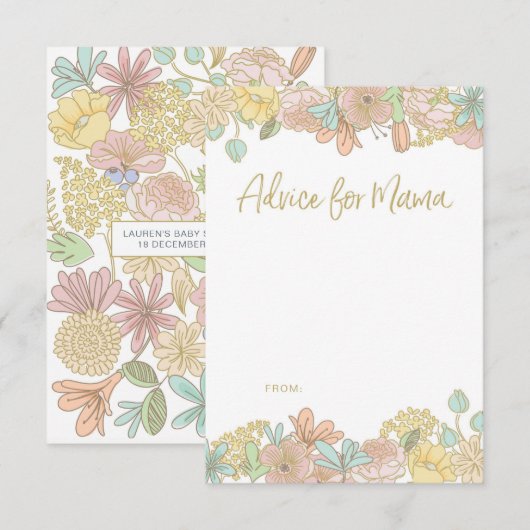 Fleurs colorées Cartes de conseils Baby shower (Devant / Derrière)
