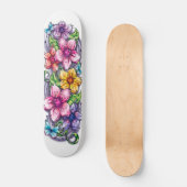 Fleurs colorées cool Planche à papillon Skateboard (Recto)