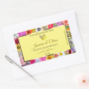Fleurs colorées Crème Étiquettes de produits avec 