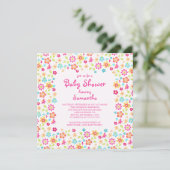 Fleurs colorées Dainty Baby Shower Invitations (Debout devant)