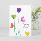 Fleurs colorées d'aquarelle penser à votre carte (Debout devant)