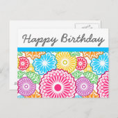 Fleurs colorées et carte postale feuille (Devant / Derrière)