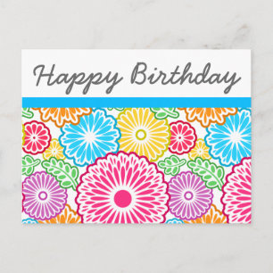Fleurs colorées et carte postale feuille