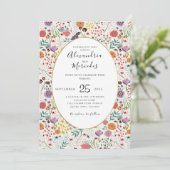 Fleurs colorées faire-part de mariage Fleurs flora (Debout devant)